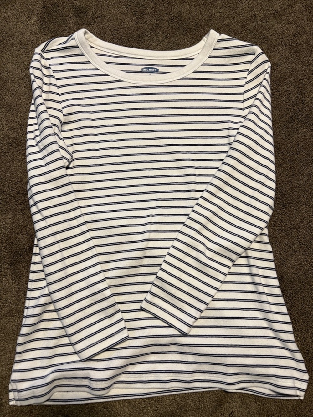 Old Navy White and Navy Striped Long Sleeve Top